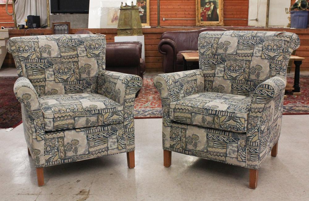 Appraisal: MODERN PAIR OF UPHOLSTERED ARMCHAIRS Norwalk Furniture Co Norwalk Ohio