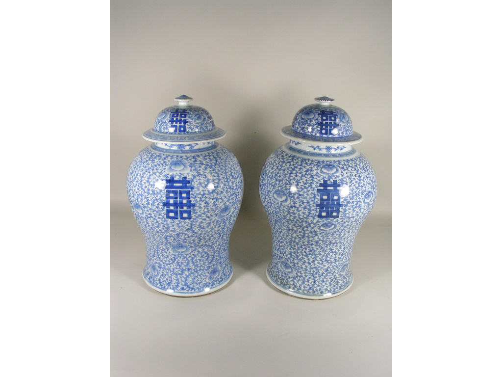 Appraisal: Chinese Temple Urns Qing Dynasty th c a pair in