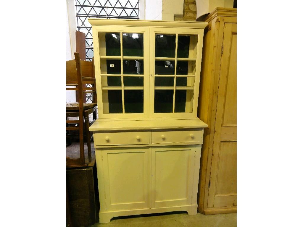 Appraisal: A Victorian painted pine side cabinet the lower section enclosed