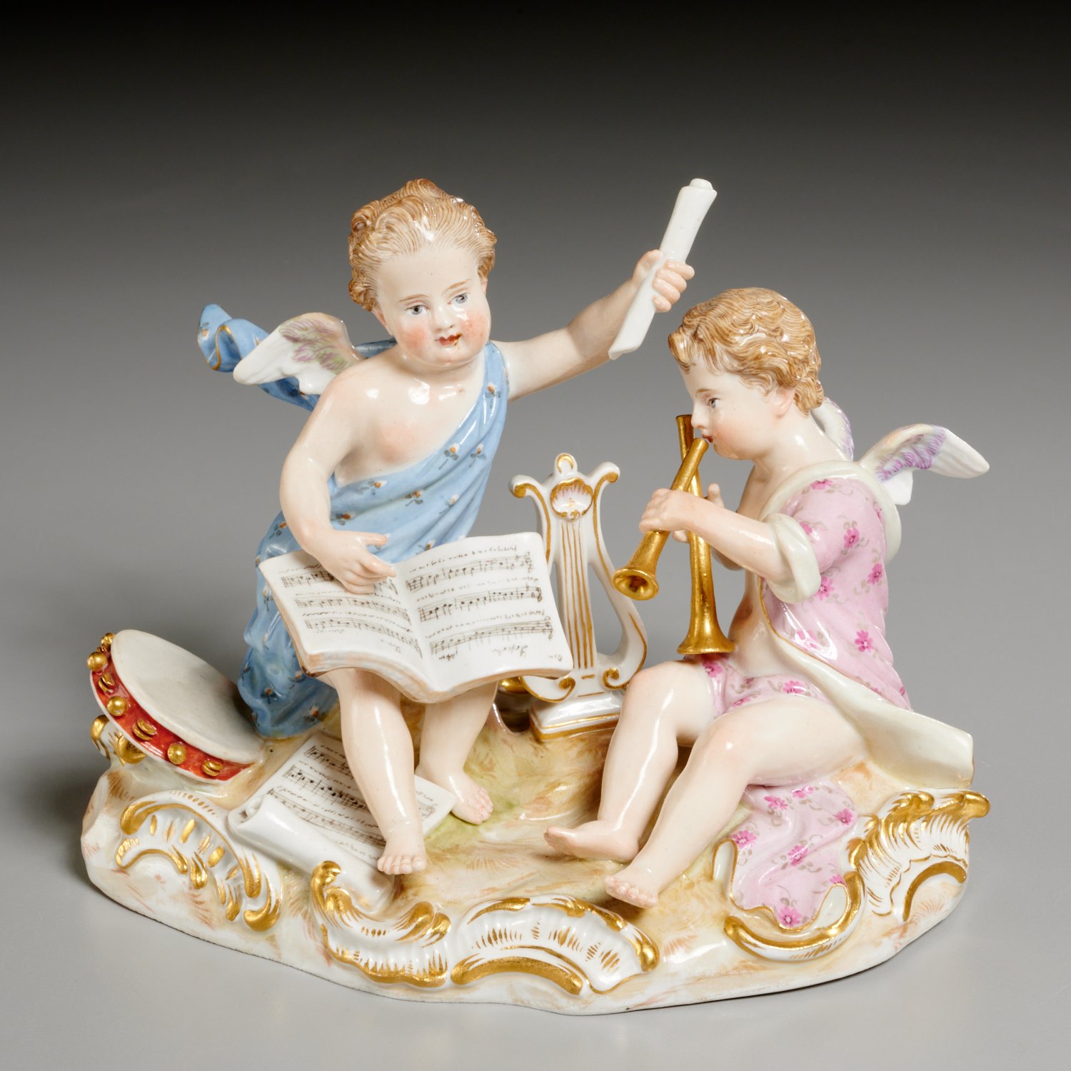 Appraisal: MEISSEN FIGURAL GROUP CUPID POETS th th c winged cupids