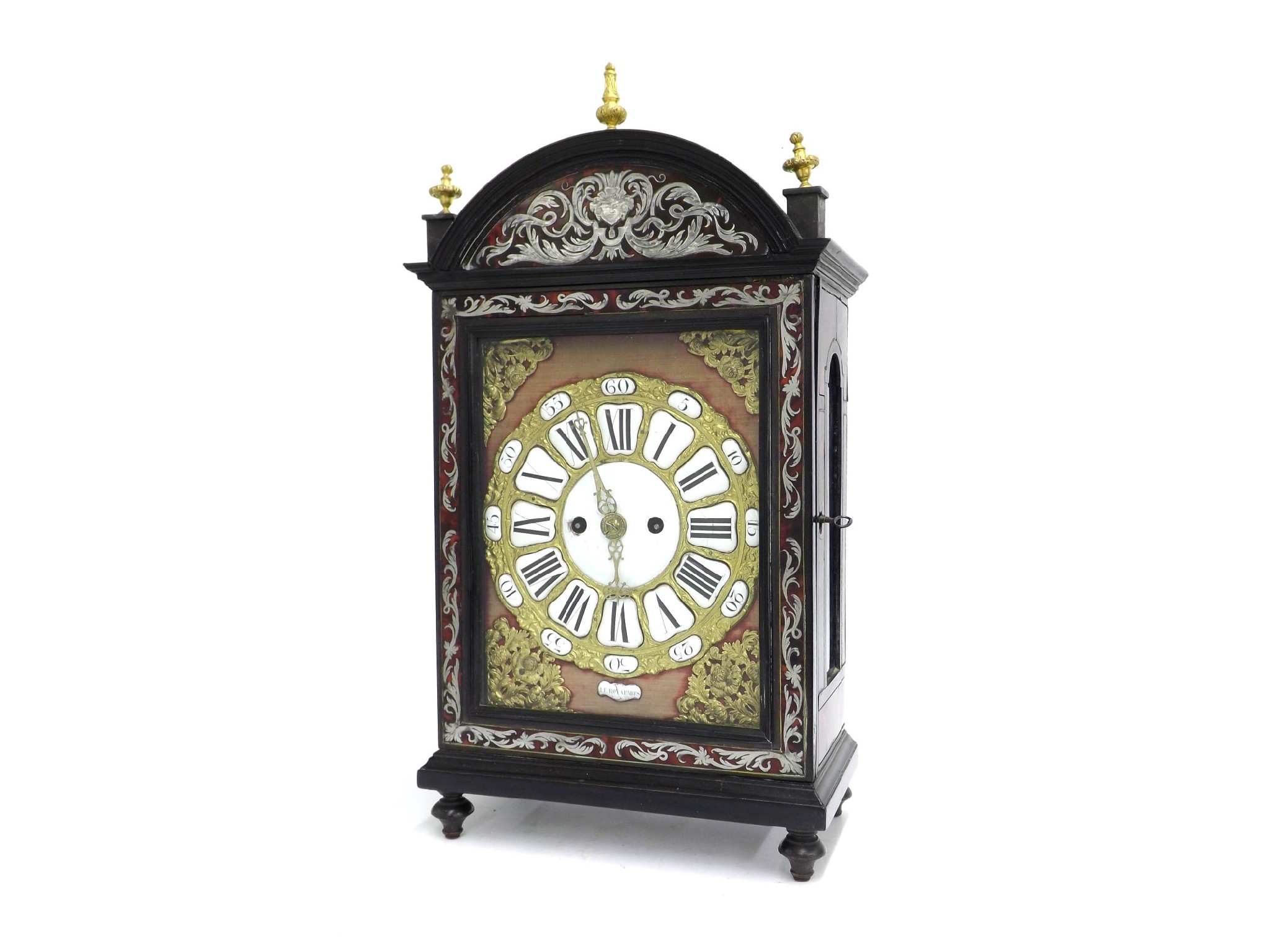 Appraisal: Good French tortoiseshell and silver inlaid double fusee bracket clock