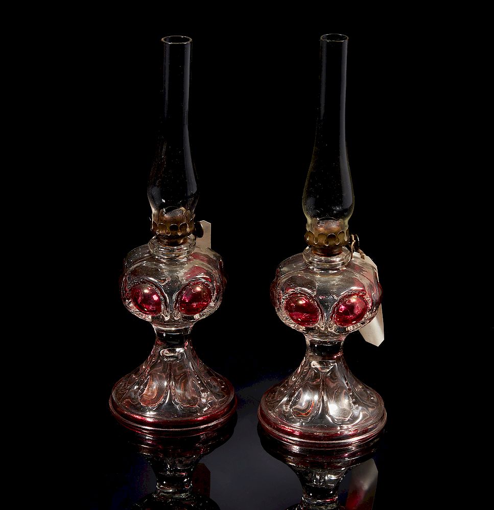 Appraisal: Two Miniature Bull's Eye Glass Oil Lamps Two miniature bull's