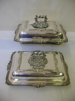 Appraisal: A PAIR OF ENTREE DISHES of oblong form with foliate