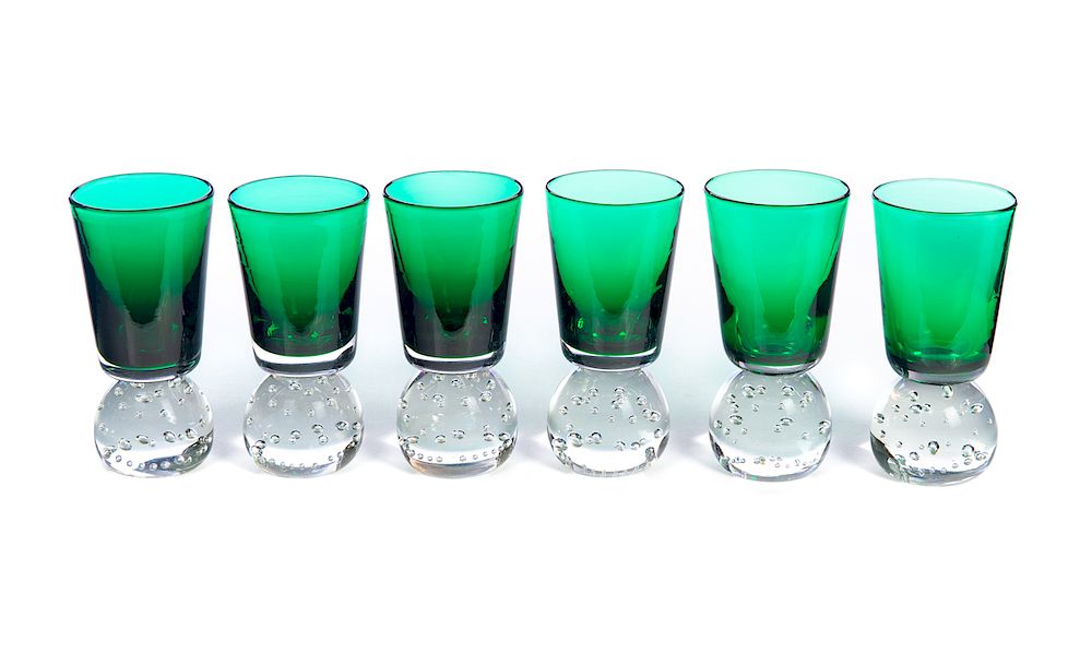 Appraisal: Erickson Green Controlled Bubble Glasses Excellent condition with no damage