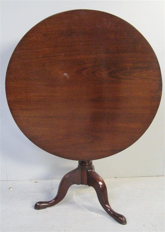 Appraisal: th century mahogany tilt top round table on tripod base