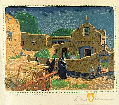 Appraisal: Gustave Baumann Talpa Chapelcolor woodblock x in