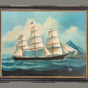 Appraisal: China Trade Painting th Century American Clipper near Hong Kong