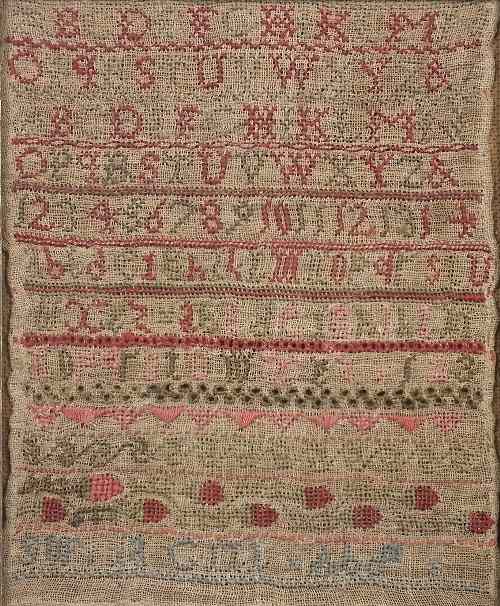 Appraisal: A th Century needlework alphabet sampler worked in colours with