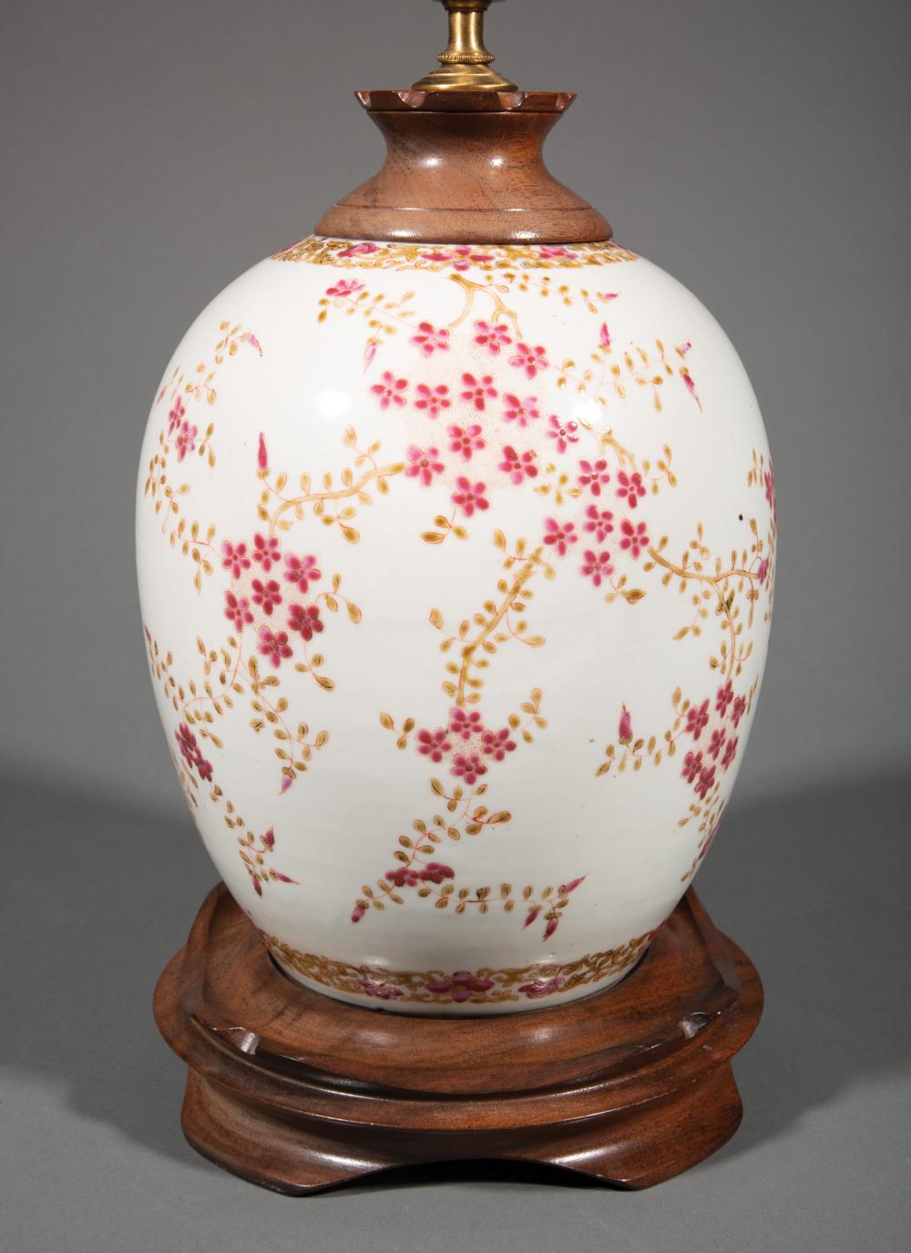 Appraisal: Chinese Famille Rose Porcelain Ovoid Jar th c decorated with