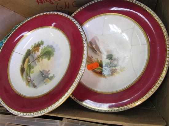 Appraisal: HAND PAINTED DESSERT SET AND WEDGWOOD LEAF PLATES A F