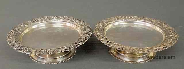 Appraisal: Pair of English hallmarked silver compotes with pierced decorated rims