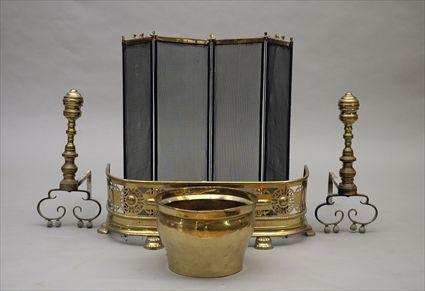 Appraisal: Group of Brass Hearth Equipment