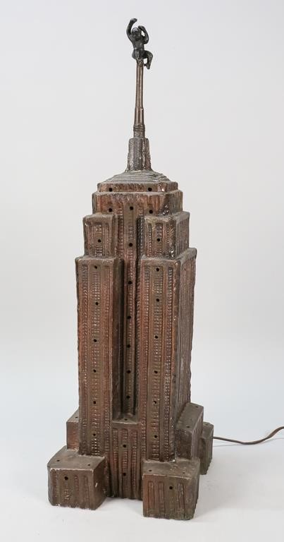 Appraisal: Painted iron Empire State Building lamp with King Kong finial