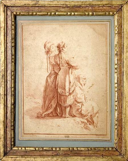 Appraisal: After Jean Baptiste Le Prince WOMEN IN LANDSCAPE Sepia engraving