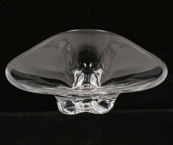 Appraisal: Orrefors clear art glass bowl on tripod base engraved signature