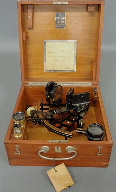 Appraisal: Mahogany cased German sextant C Plath Hamburg Case h x