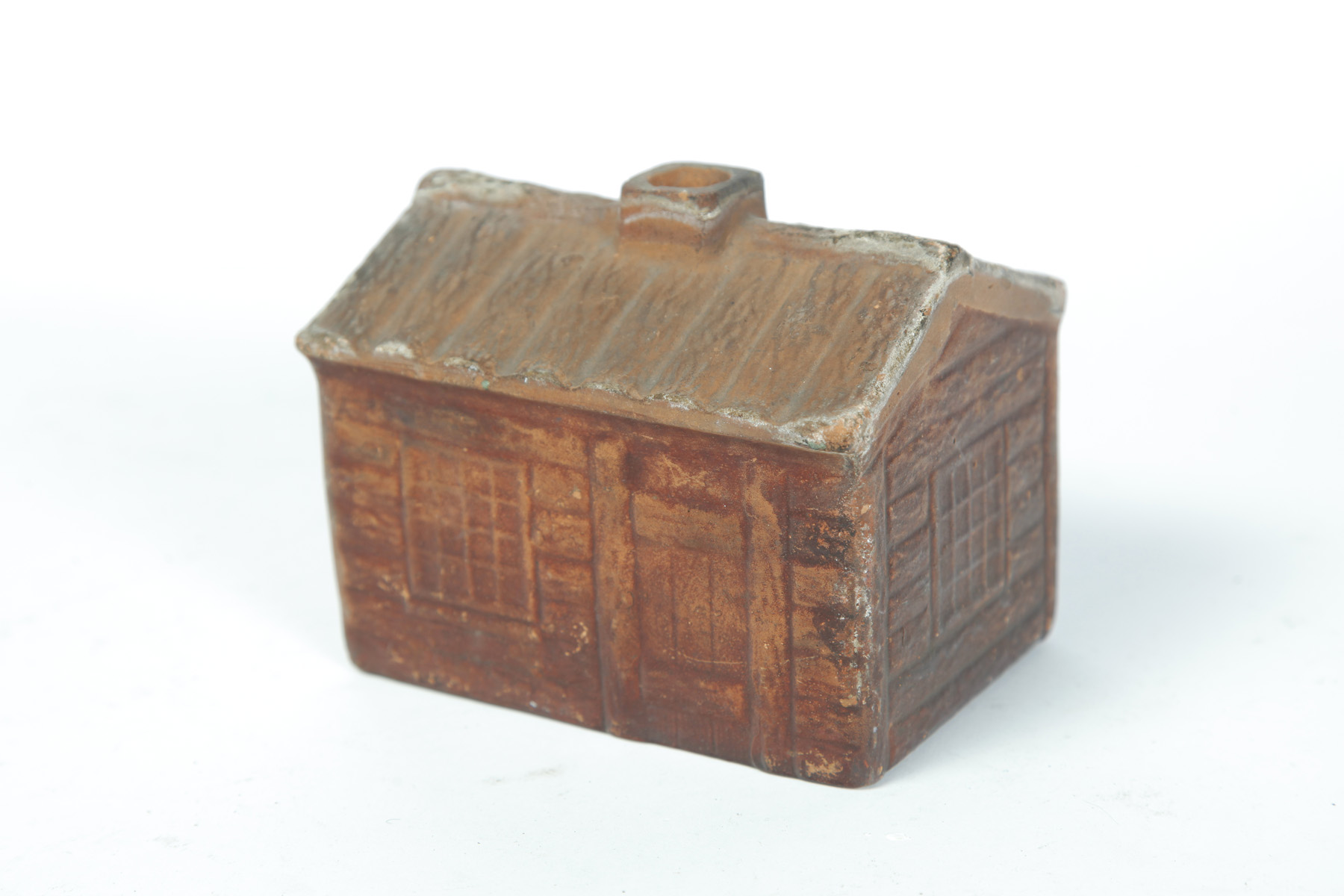 Appraisal: AMERICAN REDWARE LOG CABIN Probably Ohio late th-early th century