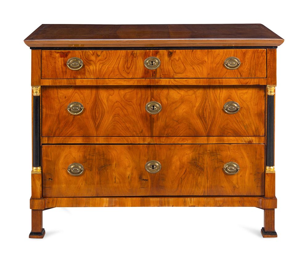 Appraisal: A Biedermeier Parcel Ebonized Walnut Commode A Biedermeier Parcel Ebonized