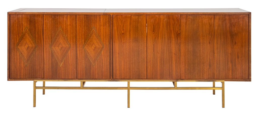 Appraisal: MCCOBB MANNER MID-CENTURY MAHOGANY CREDENZA Midcentury modern mahogany parquetry credenza