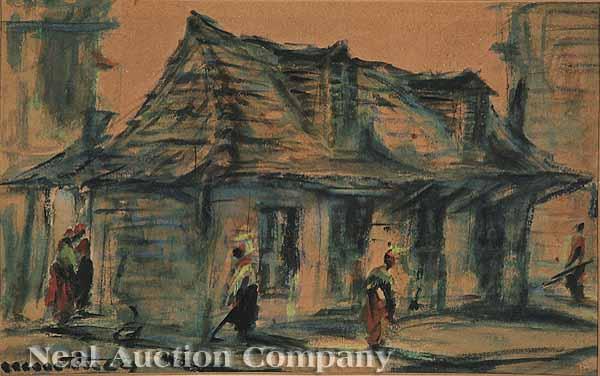 Appraisal: Michael McElroy Irish New Orleans th c Creole Cottage watercolor