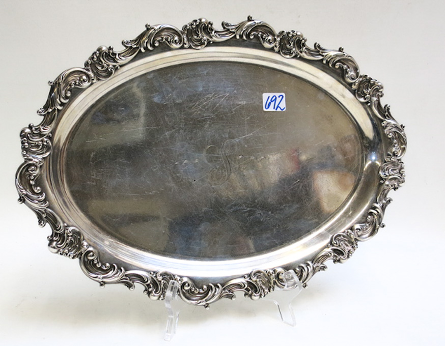 Appraisal: WHITING LOUIS XV STERLING SILVER OVAL TRAY with scrolling raised