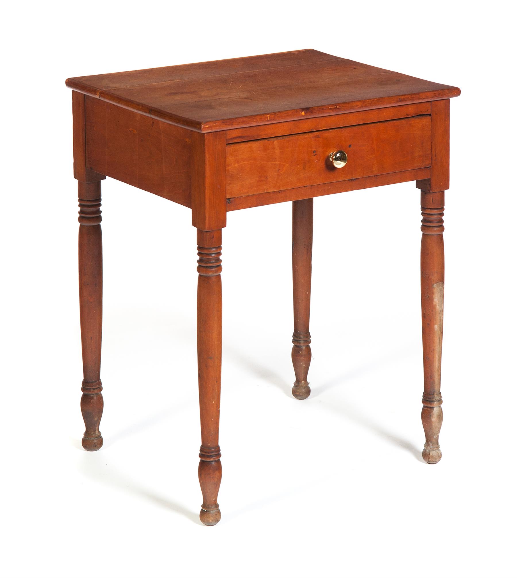 Appraisal: AMERICAN COUNTRY SHERATON ONE-DRAWER STAND Mid nineteenth century Cherry with