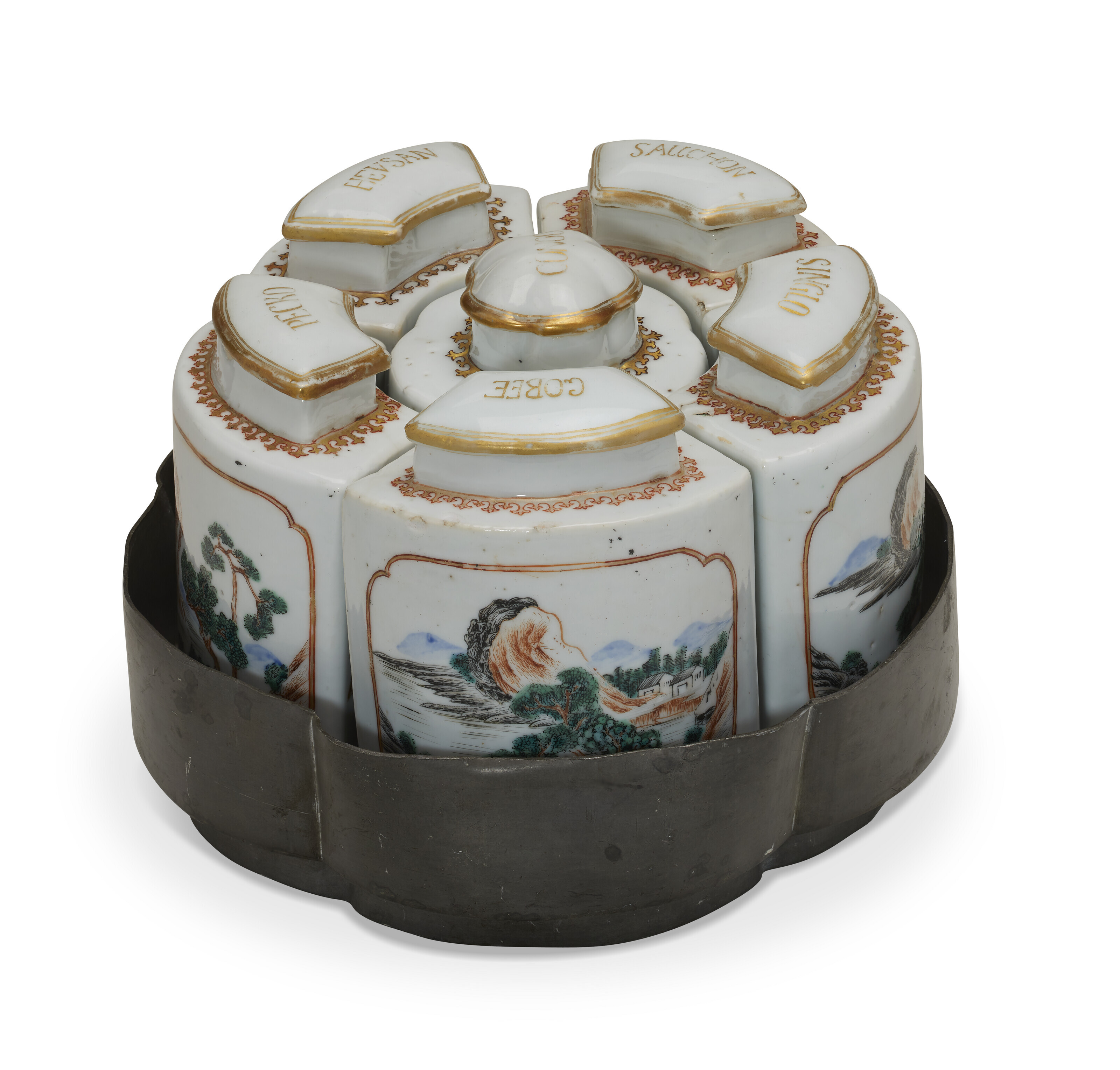 Appraisal: A CHINESE EXPORT PORCELAIN SIX-PIECE TEACADDY SET THIRD QUARTER TH