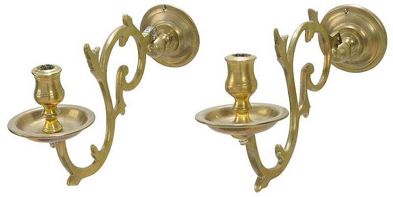 Appraisal: Pair Early Brass Wall Sconces probably British th century each