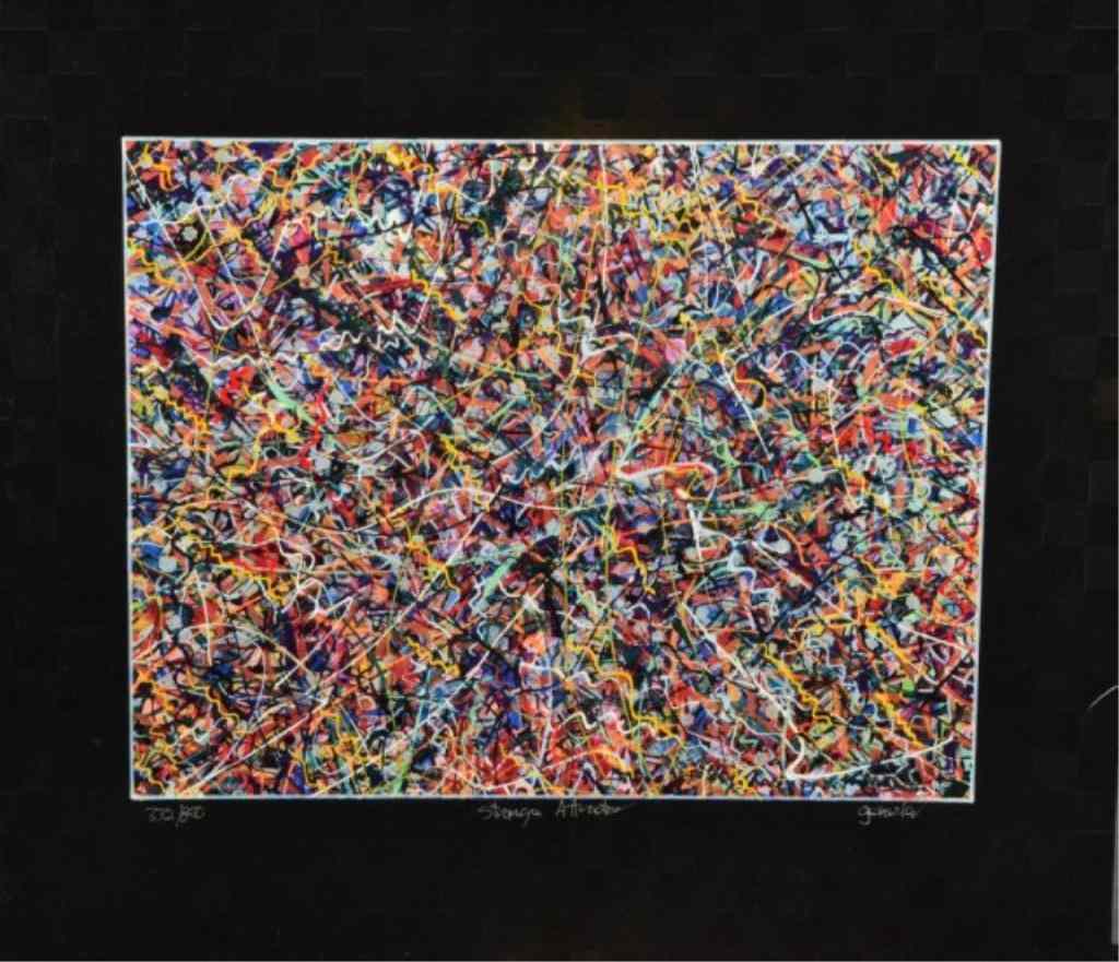 Appraisal: SERIGRAPH SIGNED 'GOUSZLEV'Moderistic colorful abstract printed on flexible acrylic ''