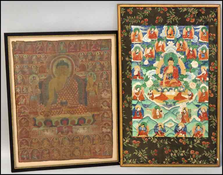 Appraisal: TH TH CENTURY TIBETAN TANGKA Together with another framed Tibetan