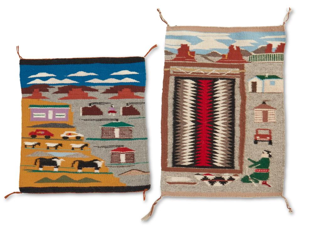 Appraisal: A pair of Navajo pictorial textiles Mid Late th century