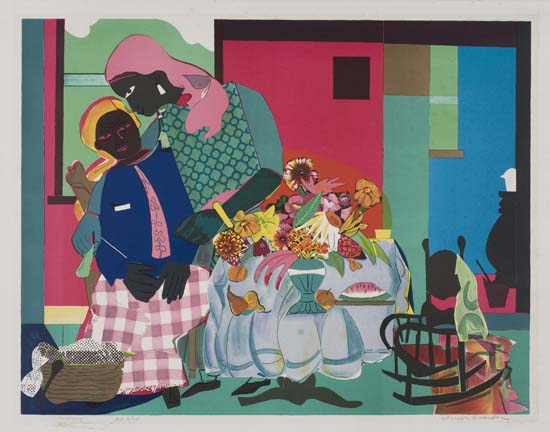 Appraisal: ROMARE BEARDEN - Morning Color lithograph x mm x inches