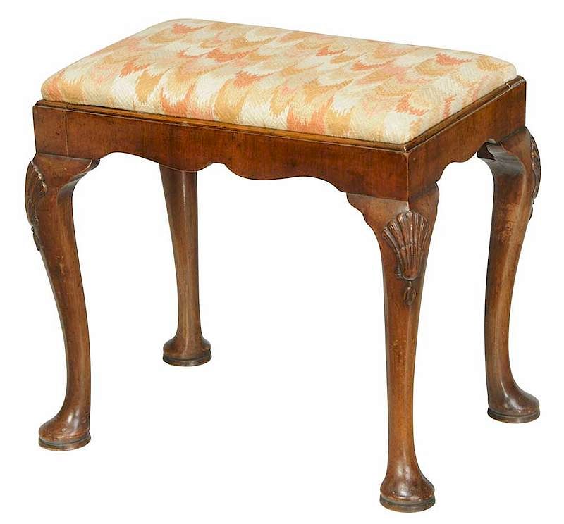 Appraisal: Queen Anne Style Shell Carved Footstool late th early th