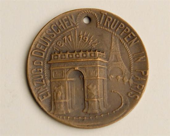 Appraisal: German Medal Probably a propaganda piece which front reads Entry