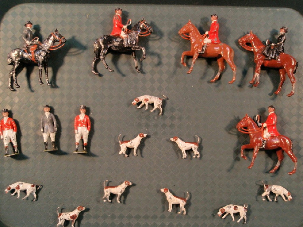 Appraisal: A Britain's set of painted lead hunting figures comprising five