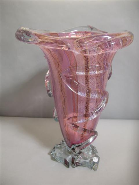 Appraisal: IMPORTANT ART GLASS VESSEL BY FRITZ DREISBACH the pink and