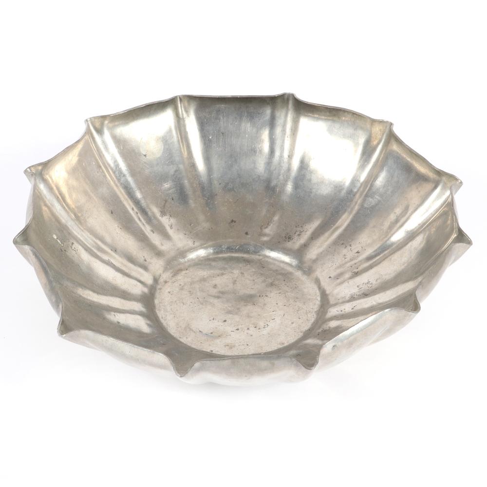 Appraisal: ARTHUR NEVILL KIRK ENGLISH - LARGE ARTS CRAFTS PEWTER BOWL