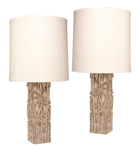 Appraisal: JAMES MONT Pair of table lamps carved in bamboo motif