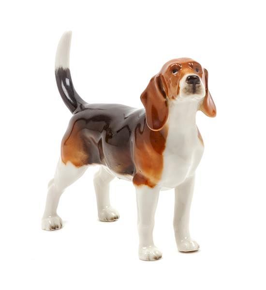 Appraisal: A Porcelain English Foxhound Figure Width inches A Porcelain English