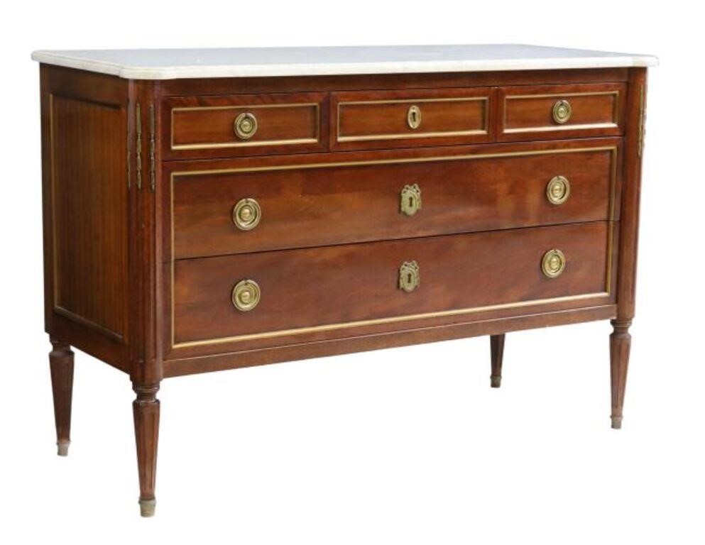 Appraisal: French Louis XVI style mahogany commode early th c having