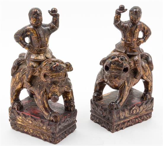 Appraisal: Sale Lot A Pair of Gilt and Red Lacquered Wood