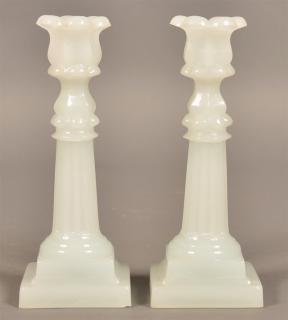 Appraisal: Pair of Boston and Sandwich Glass Candlesticks Pair of Boston