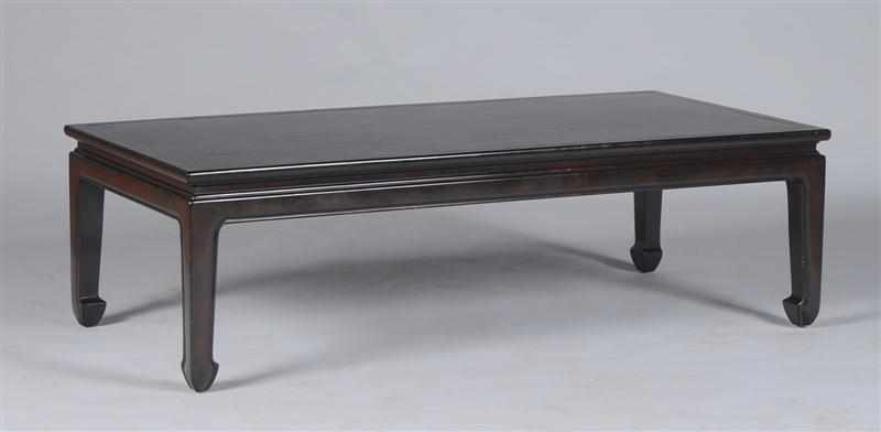 Appraisal: CHINESE BLACK LACQUER LOW TABLE The top inset with an