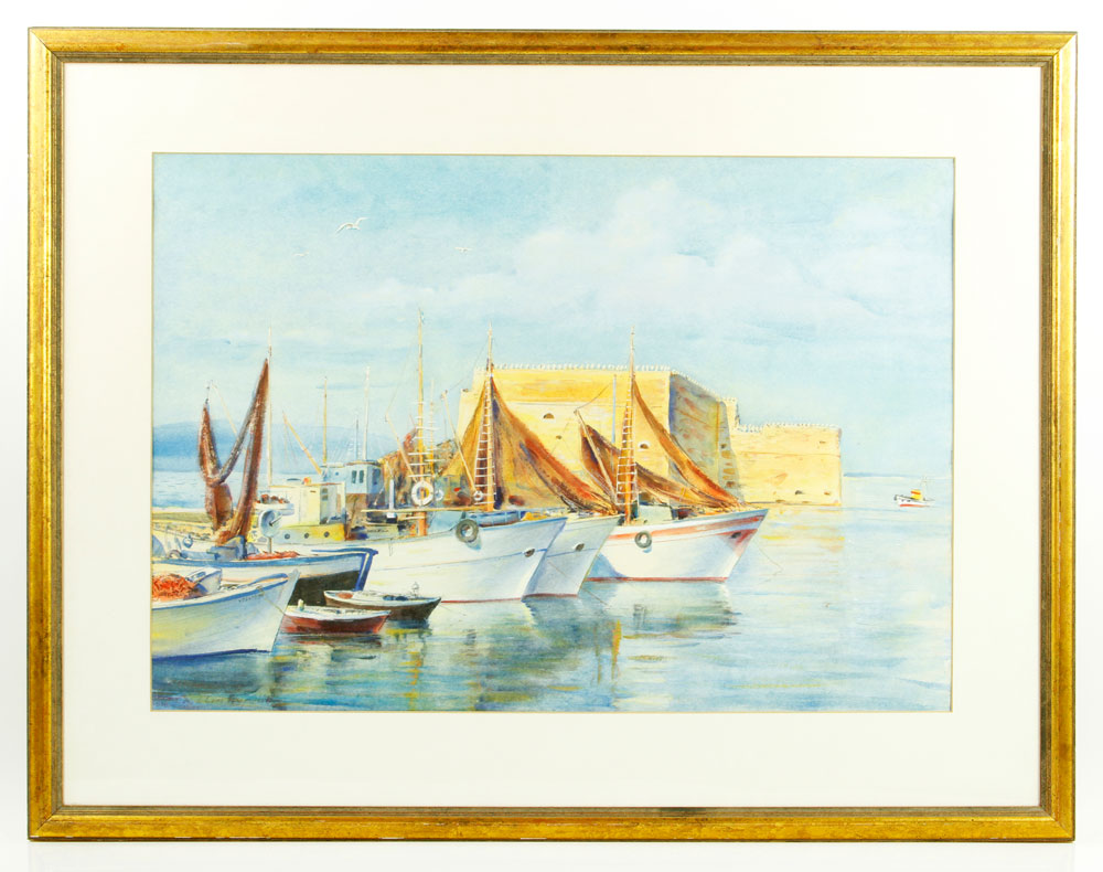 Appraisal: - Demetropoulos Greek Harbor Scene W C Charles Peter Demetropoulos