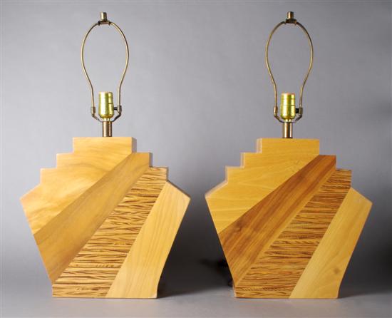 Appraisal: A Pair of Wood Lamps Height inches