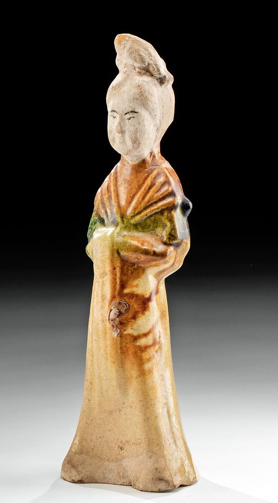 Appraisal: Chinese Tang Dynasty Sancai Glazed Pottery Female East Asia China