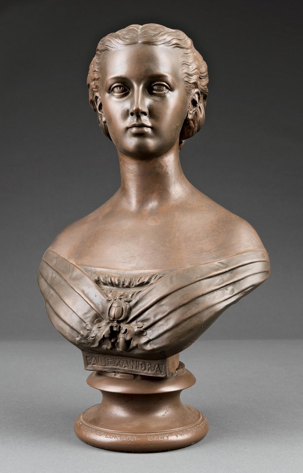 Appraisal: Bronze-Patinated Plaster Bust of Queen Alexandra after the model by