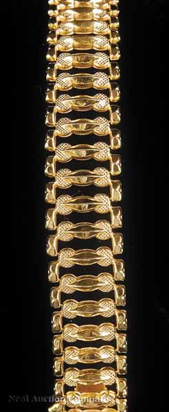 Appraisal: An Art Moderne Yellow Gold Bracelet mid- th c approx