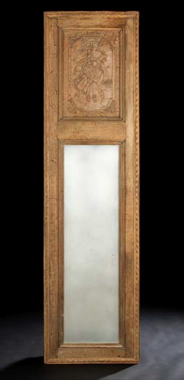 Appraisal: Directoire-Style Oak Trumeau Mirror late th century the rectangular plate