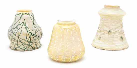 Appraisal: A Collection of Three Iridescent American Glass Shades comprising two